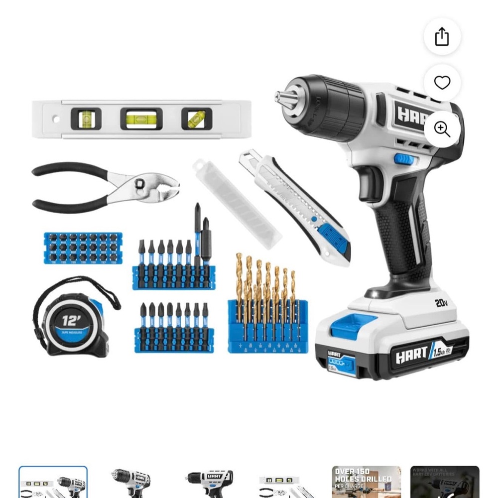 HART 20V Cordless Drill Set - Black and Blue